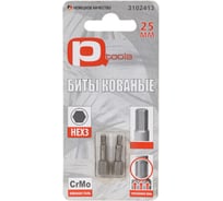 Биты HEX3, 25 мм, 2 шт, сталь S2, кованые, торсионные, магнит PQTools ЛК-00002961