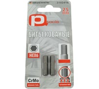 Биты HEX6, 25 мм, 2 шт, сталь S2, кованые, торсионные, магнит PQTools ЛК-00002964