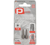 Биты T20, 25 мм, 2 шт, сталь S2, кованые, торсионные, магнит PQTools ЛК-00002947