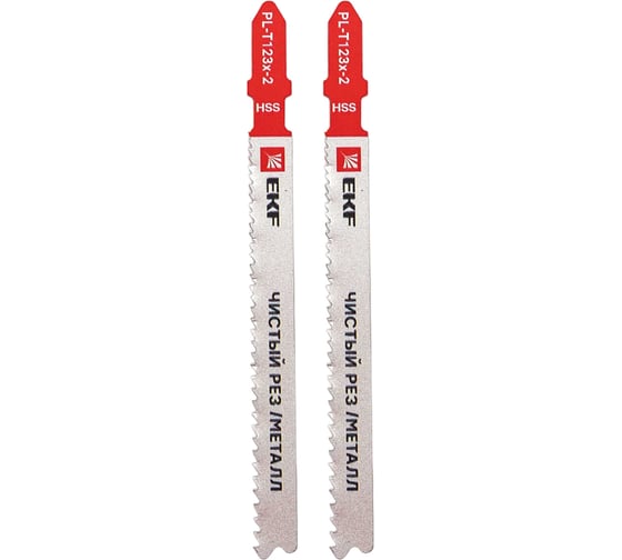 Пилки для электролобзика Professional T123X, чистый рез листового металла и Al, HSS, 2 шт EKF pl-t123x-2