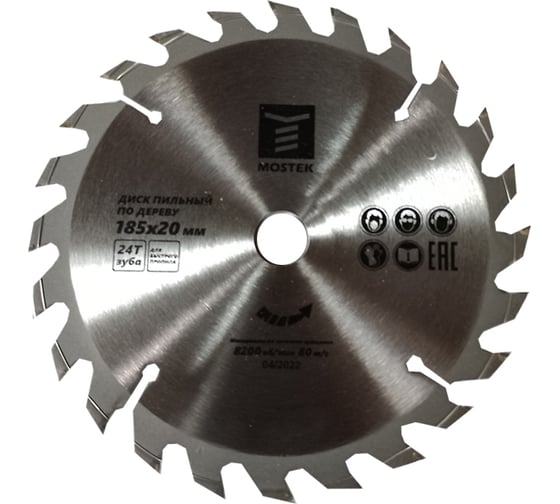 Диск пильный по дереву 185x20/16 мм, 24Т MOSTEK 1718524 1