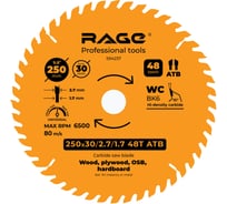 Диск пильный универсальный 250 мм (9 7/8”), Z48, посадка 30+25.4/20/16 мм RAGE By VIRA 594237