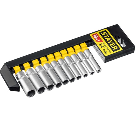 Набор торцовых головок STAYER RSS 10SD 1/4"DR, 10 предметов 27759-H10