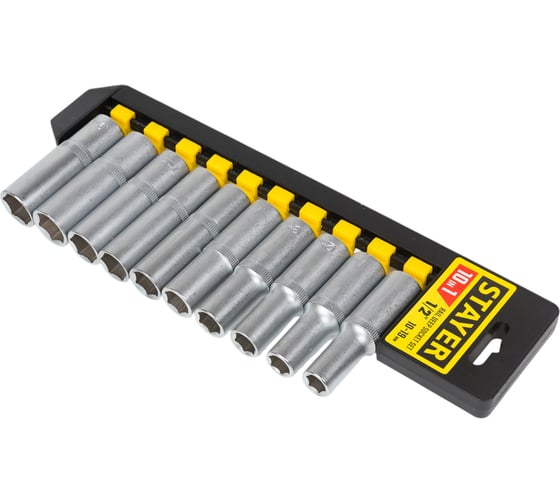 Набор торцовых головок STAYER RSS 10LD 1/2" DR, 10 предметов 27756-H10