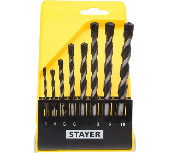 Набор сверл по бетону STAYER Professional Hercules 8 шт (3, 4, 5, 6, 7, 8, 9, 10 мм) 2915-H8_z02
