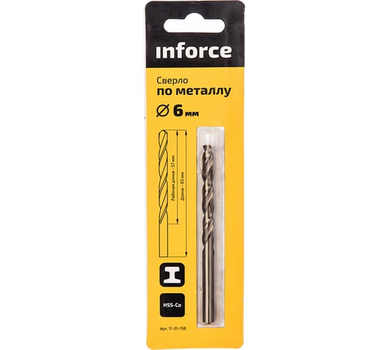 Сверло по металлу HSS-CO (6х93х57 мм) Inforce 11-01-158 1