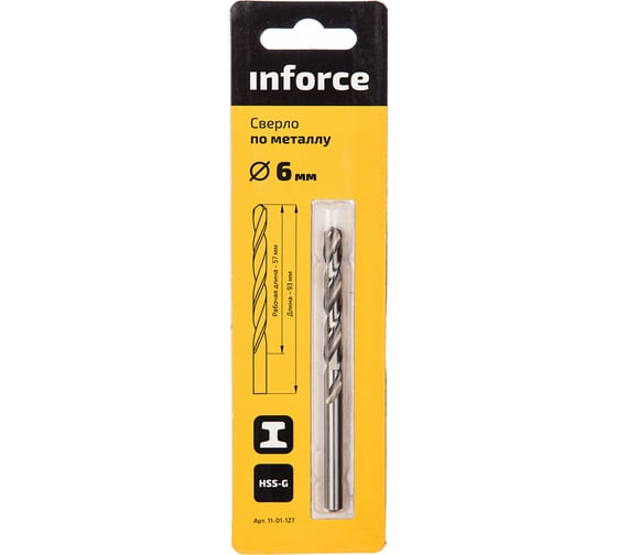 Сверло по металлу HSS-G (6х93х57 мм) Inforce 11-01-127