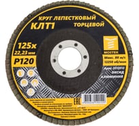 Круг лепестковый торцевой КЛТ1 прямой 125x22 мм, P120, 10 шт MOSTEK 3312512