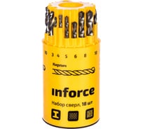 Набор сверл по металлу, кирпичу, дереву (18 шт; 3-10 мм) Inforce 11-01-120