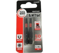 Биты HEX4, 2 шт, 50 мм, сталь S2, кованые, торсионные, магнит Toolberg ЛК-00010691