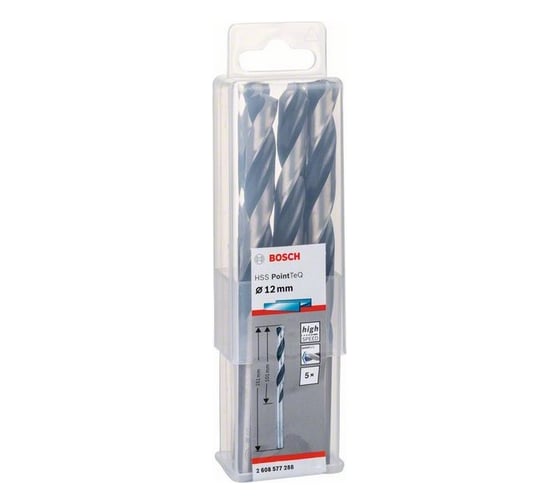 Сверла по металлу HSS (12х101 мм, 5 шт.) Bosch PointTeQ 2608577288