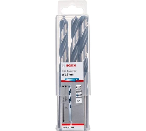 Сверла по металлу HSS (12х101 мм, 5 шт.) Bosch PointTeQ 2608577288