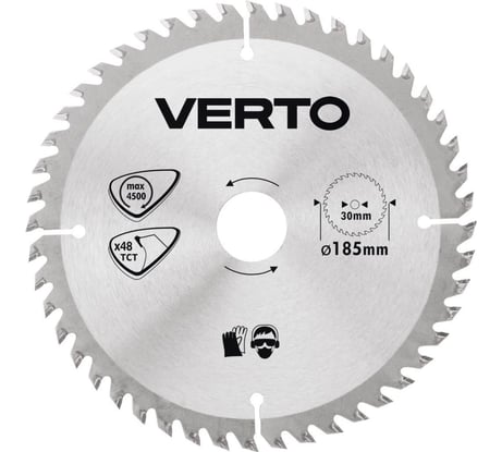 Диск отрезной по дереву (185x30 мм; 48 зубьев) VERTO 61H125