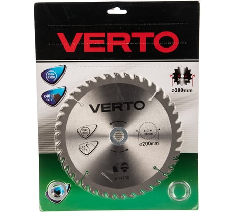 Диск отрезной по дереву (200x30 мм; 40 зубьев) VERTO 61H130