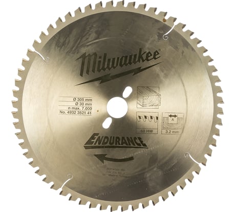 Диск пильный для торцовочной пилы 305х30 мм, Z60 Milwaukee 4932352141