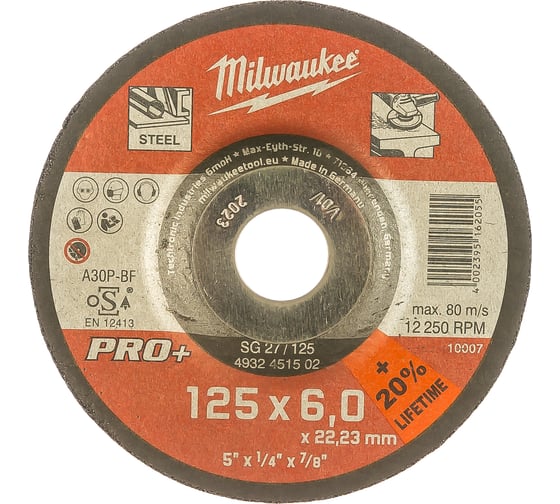 Шлифовальный диск по металлу SG 27/125х6 PRO+ Milwaukee 4932451502 1