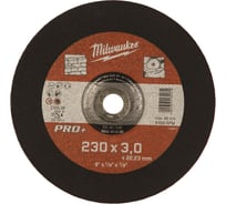 Отрезной диск по камню PRO+ (230х3х22.2 мм, вогнутый) Milwaukee 4932451500