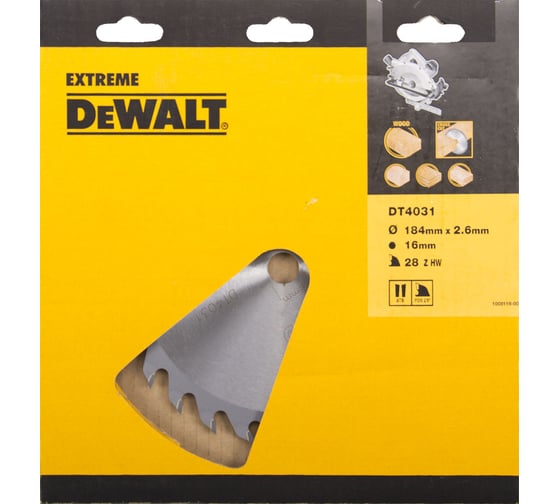 Диск пильный по древесине 184х16 мм DEWALT DT 4031