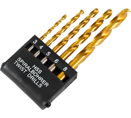 Набор сверл по металлу (5 шт; 3-8 мм; покрытие из нитрида титана) РемоКолор 36-8-202