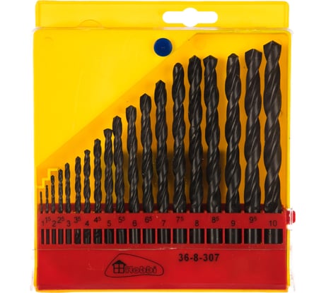 Набор сверл по металлу, пластмассовый короб, 19 шт. РемоКолор 36-8-307
