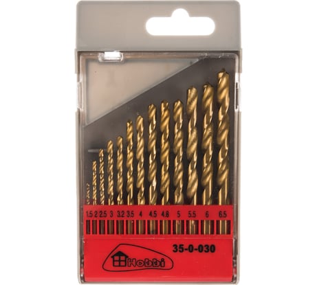 Набор сверл по металлу 1,5-6,5 мм с покрытием из нитрида титана, 13шт. РемоКолор 35-0-030