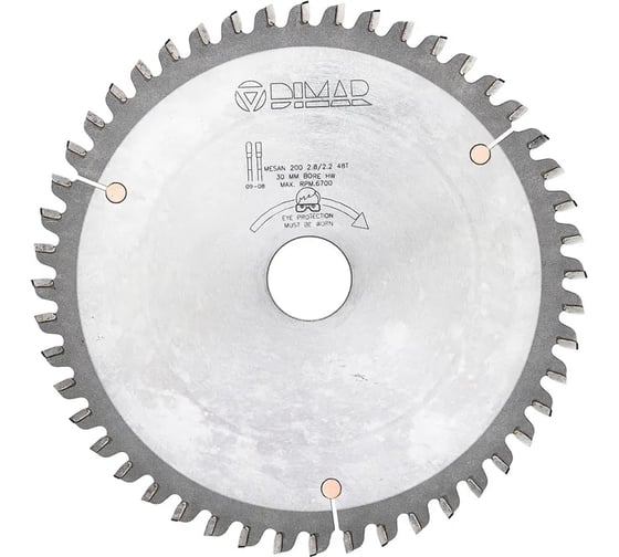 Диск пильный для алюминиевых профилей 200x30x2.8 мм, Z48 Dimar 90200706 1