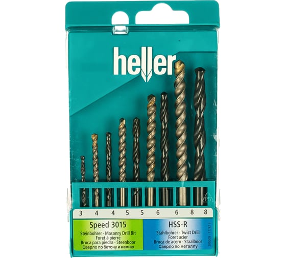 Набор сверл по металлу и камню HSS, 9 шт Heller 17742