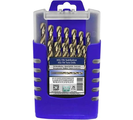 Набор свёрл по металлу с титановым покрытием HSS-Tin 25 шт.Heller 28891