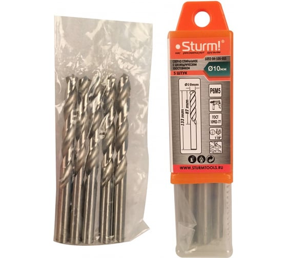 Сверло по металлу (5 шт; 10х87х133 мм) Sturm 1055-04-10S-SS5