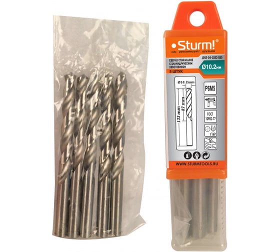 Сверло по металлу (5 шт; 10.2х87х133 мм) Sturm 1055-04-10S2-SS5 1