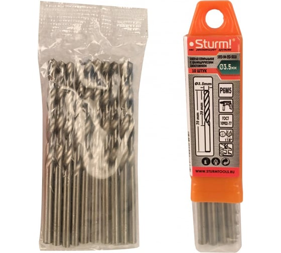 Сверло по металлу (10 шт; 3.5х30х79 мм) Sturm 1055-04-3S5-SS10 1