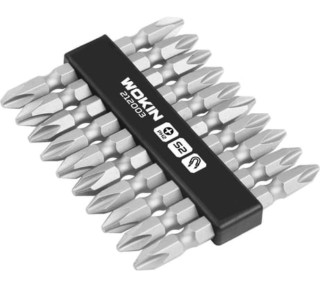 Бита с магнитным наконечником PH2/PH2, 65 мм, 10 шт Wokin 1352715