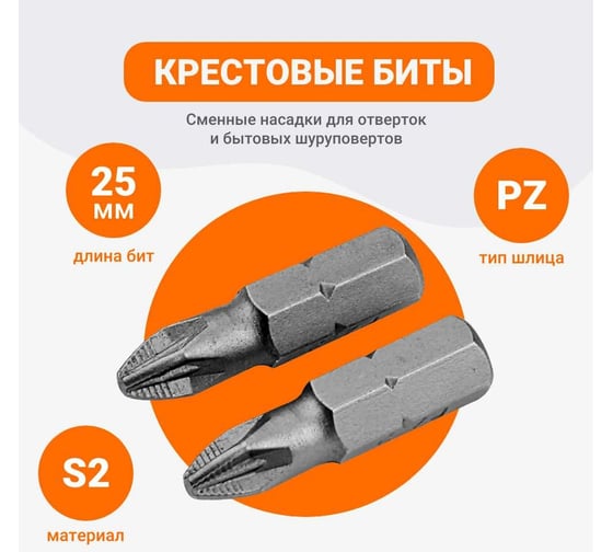 Бита PZ2, 25 мм, 2 шт Wokin 1352714