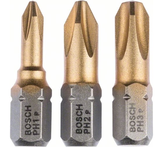 Набор бит PH1/2/3 25 TIN SET Bosch 2607001754 1