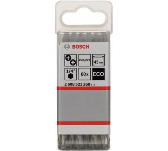 Биты двусторонние 60 шт. ECO Ph2/Pz2 Bosch 2608521268 1