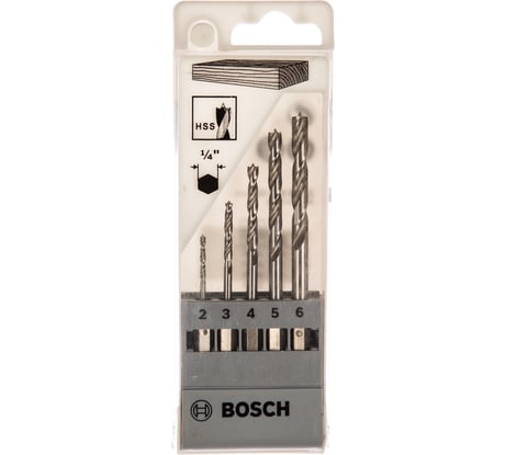 Набор сверл по дереву 5 шт. 2-6 мм Bosch 2608595525