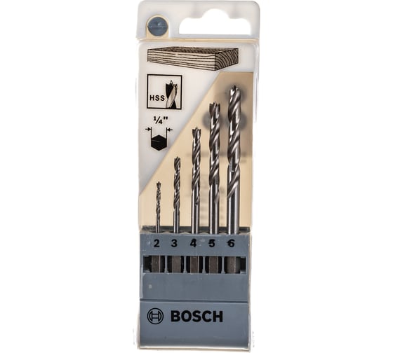 Набор сверл по дереву 5 шт. 2-6 мм Bosch 2608595525