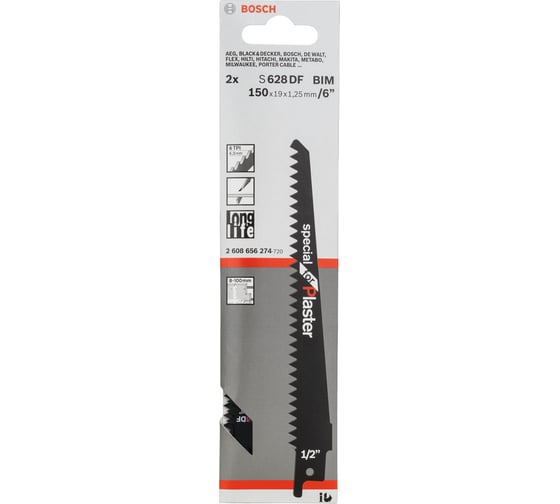 Полотно пильное по гипсокартону S628DF (150 мм; 2 шт.) Bosch 2608656274