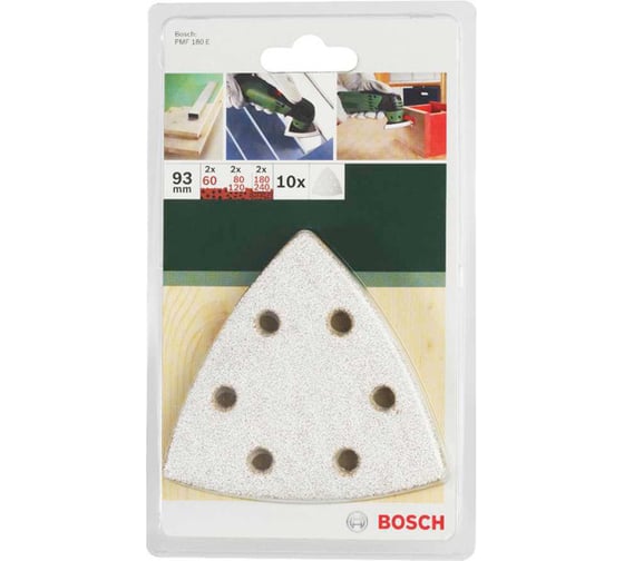 Шлифлист по краске (93 мм; Р60/80/120/180/240; 10 шт.) Bosch 2609256958