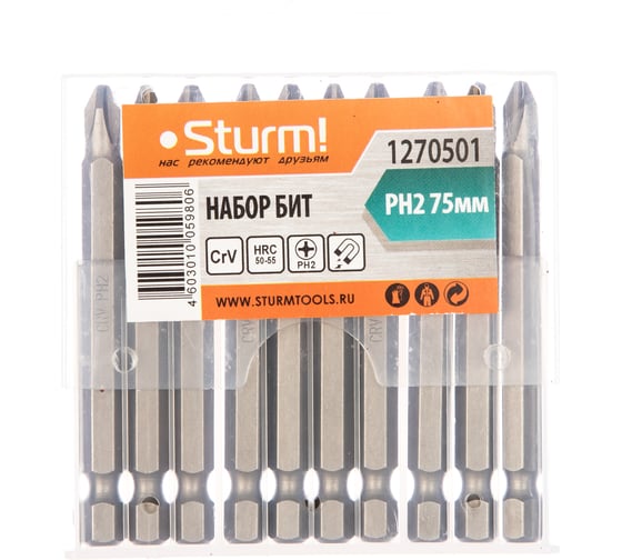 Биты (10 шт; PH2; 75 мм) Sturm 1270501