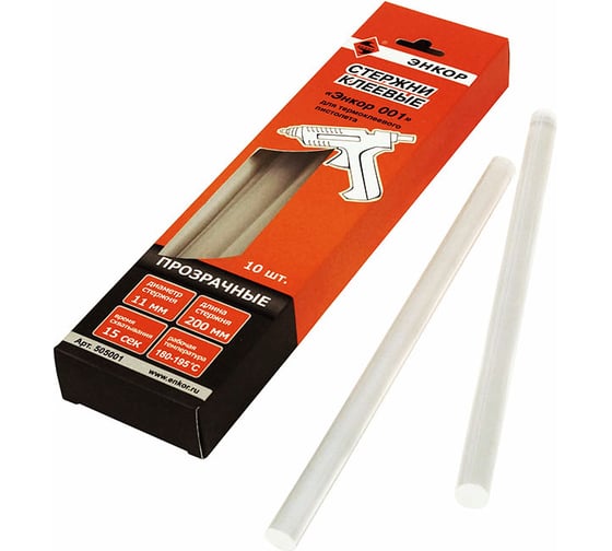 Стержни клеевые 11х200 мм, 10 шт. Энкор 001 505001 1