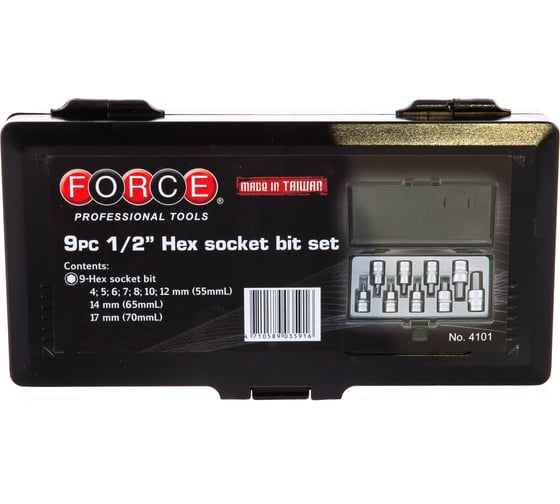 Набор 6-гранных головок-бит 4-17мм FORCE 4101