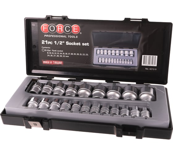 Набор головок 1/2" 12-гранные 21 шт. FORCE 4212-9