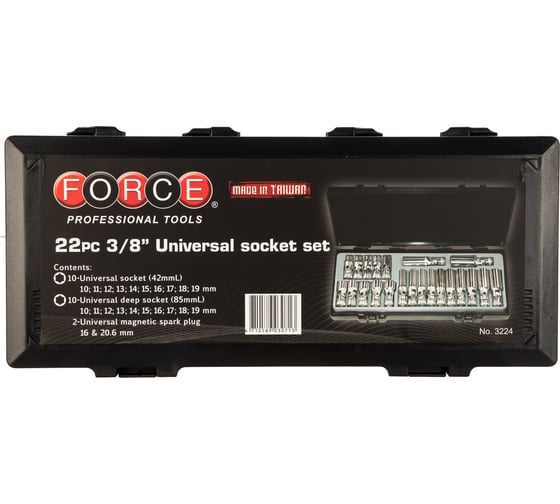 Набор головок торцевых 3/8" на кардане 22 шт. FORCE 3224