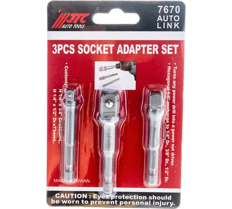 Набор адаптеров JTC 1/2"X73L, 3/8"x65L, 1/4"X65L /10/40 7670 JTC-7670