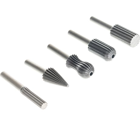 Шарошки для фигурных отверстий по металлу, HSS сталь, 5 шт. FIT HQ 36476