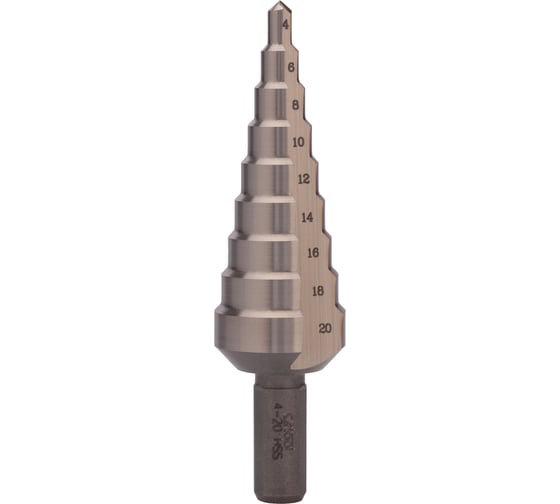 Ступенчатое сверло 4-20 мм, HSS, хв. 8 мм Bucovice Tools 641010