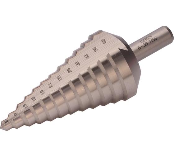 Ступенчатое сверло 6-38 мм, HSS, хв. 10 мм Bucovice Tools 641030