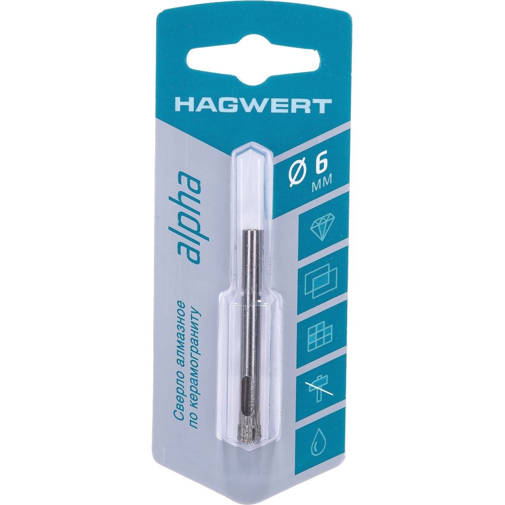 Сверло алмазное по керамограниту и керамике 6 мм HAGWERT 576206 ...