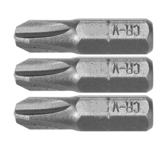 Бита PH1, PH2, PH3, 1/4", 25 мм, 3 шт VOREL 65461 1